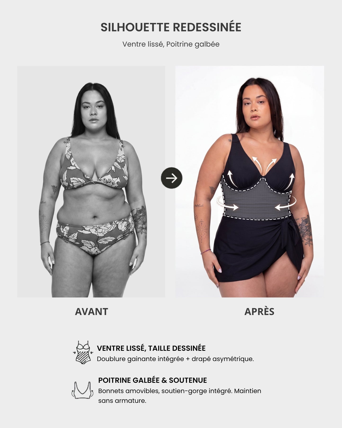 WaveLift™ – Maillot de Bain Sculptant Jupe Intégrée